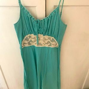 Betsy Johnson size 2 teal dress with transparent midsection